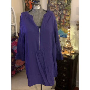 Penningtons Purple Blouse V-Neck Zip Top 0X